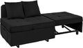 Sleeper Sofa Bed Convertible 4-in-1 Pull Out Couch with 5 Adjustable Backrest Modern Velvet Sofa with USB Ports &amp Storage Pocket (Includes Pillow) for Living Room BedroomApartment Black