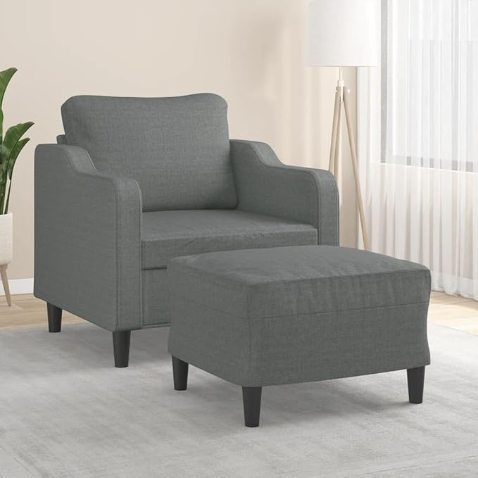 Modern Sofa Chair with Footstool Accent Chair with Ottoman Fabric Sofa Chairs Reading Chair for Living RoomChair for Bedroom Dark Gray 23.6 Fabric -18