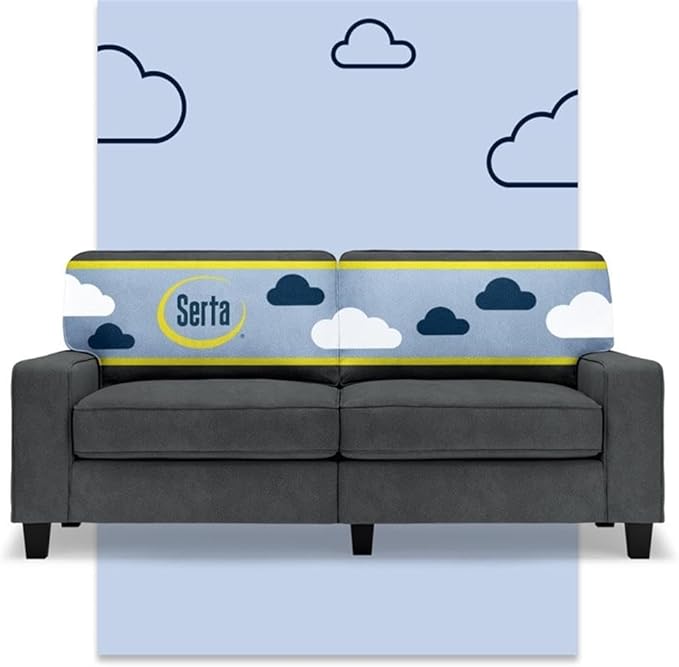 Pemberly Row 73 Track Arm Sofa Charcoal Removable Covers Polyester Upholstery Compact Space-Saving Design High-Density Foam Cushion Solid Wood Frame Modern Living Room Seating