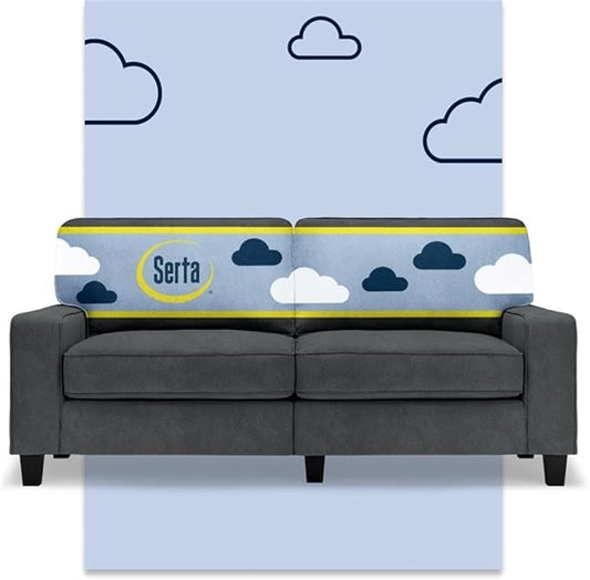 Pemberly Row 73 Track Arm Sofa Charcoal Removable Covers Polyester Upholstery Compact Space-Saving Design High-Density Foam Cushion Solid Wood Frame Modern Living Room Seating