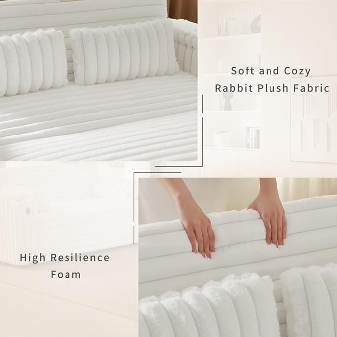 68 Corduroy Convertible Sofa Bed with USB Storage Armrests &amp Pillows – 3-in-1 Foldable Sleeper Chair Floor Couch for Living Room Bedroom Guest Room (ZY-1109-White)