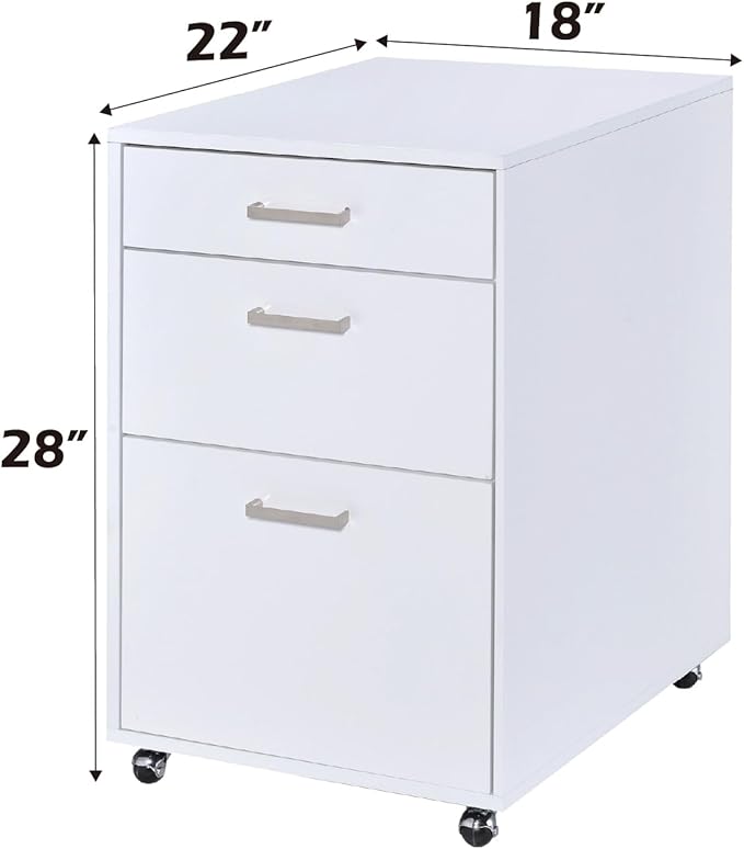 Acme Coleen Mobile File Cabinet in Glossy White