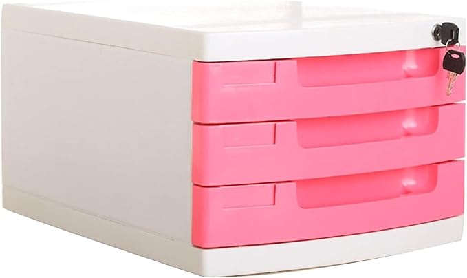Plastic Storage Drawers Desk Storage Unit Organizer Lockable File Cabinet A4 Box for OfficeC-3 Drawers