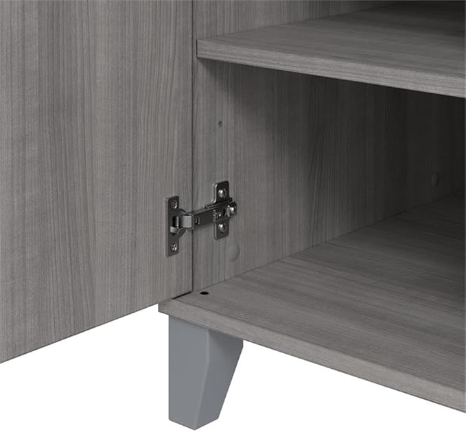 Bush Home Somerset 54W Office Desk with Drawer and Cabinet in Platinum Gray Computer Table with Storage for Home Office Workspace