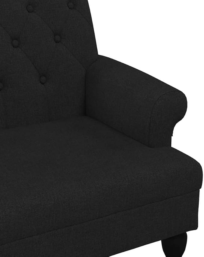vidaXL 47 W Small Loveseat Fabric Chesterfield Sofa with Button Tufting &amp Rolled Armrests for Small Spaces 2 Seater Couch for Living Room &amp Bedroom Black