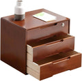 Desktop Storage Box With Drawers - Desktop File Cabinet Organizers Desktop Storage Box With Drawers Wooden Drawer Box 2/3/4 Tier With Lock File Cabinet Storage Desktop Drawer Cabinet ( 3 Drawer)