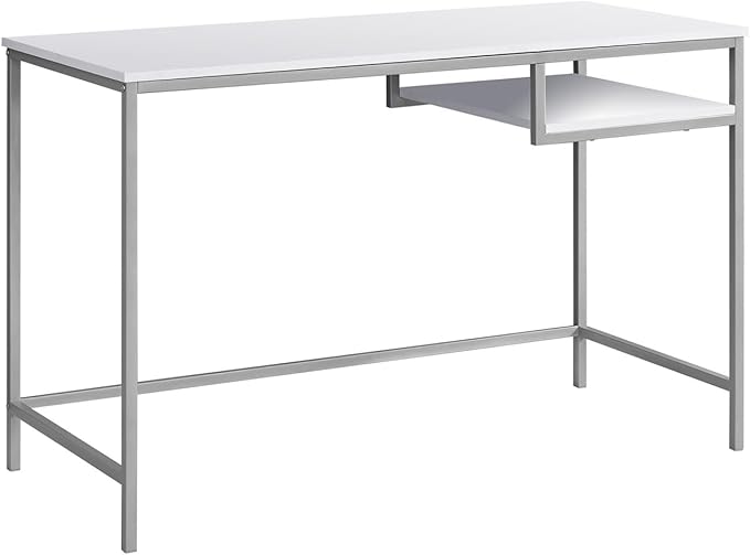 Computer Desk Home Office Laptop Work Station - 48 L White Laminate Grey Metal
