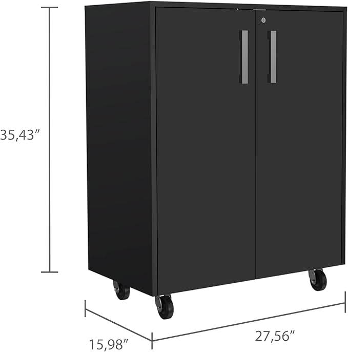 Gray Mobile Filing Cabinet with Shelf Double Door 4 Wheels Rectangular Portable Filing Cabinet Traditional for Office Study Room