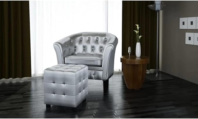 vidaXL Tub Chair with Footstool Armchair Recliner Sleeper Relaxing Sofa TV Chair Living Room Bedroom Office Guest Room Furniture Brown Faux Leather