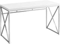Computer Desk Home Office Laptop Work Glossy White Laminate Chrome Metal Contemporary Modern