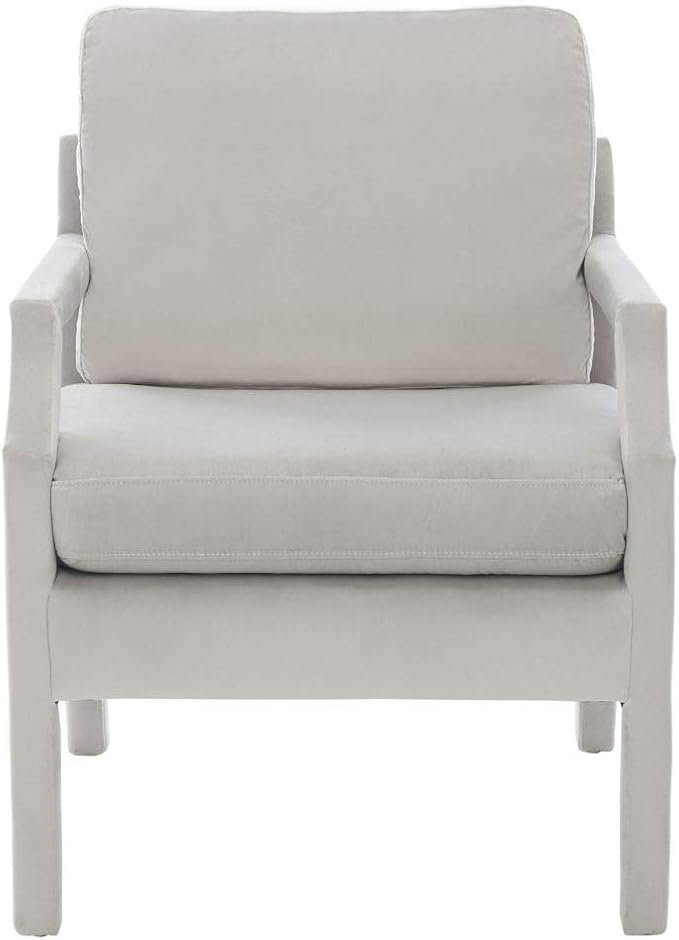 Safavieh Home Genoa Mid-Century Light Grey Velvet Upholstered Arm Chair