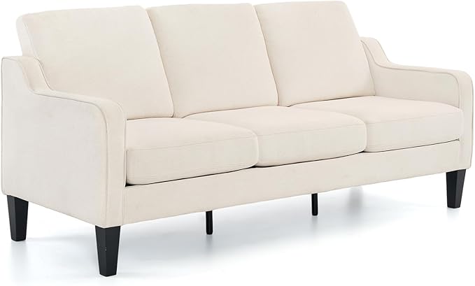 VINGLI Small Couch Sofa 71 Comfy Couches for Living Room Beige 3 Seat Sofa Couch Mid Century Modern Sofa Furniture Couches with Scooped Arms for Small Spaces Bedroom Apartment Studio