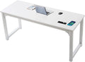 Large Computer Desk - 63 Inch Home Office Desks Study Student Writing Table Gaming Desk Wood Modern Simple Table with USB Ports White