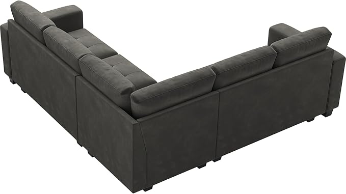 Belffin Velvet Modular Sectional Sofa Convertible Sectional Sofa Couch with Reversible Chaise L Shaped 4 Seater Corner Sofa Couch Grey
