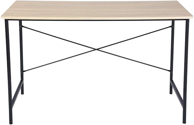 47.2“W x 23.6”D x 29.6“H Metal Frame Home Office Writing Desk - Oak &amp Black