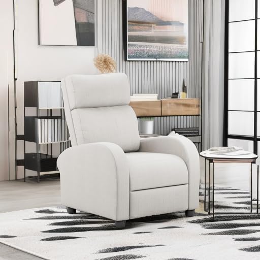 Homall Recliner Chair Recliner Sofa for Adults Recliners Home Theater Seating with Lumbar Support Reclining Sofa Chair for Living Room (Fabric Beige)