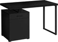 Penau Contemporary Computer Desk with Storage Drawers 48l Black Laminate with Metal Legs Left/Right Setup Modern Home Office
