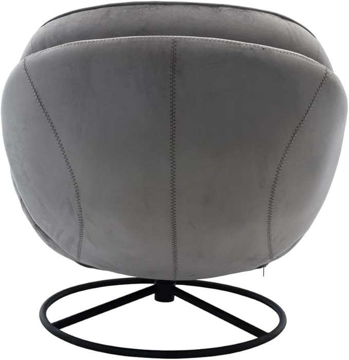 Modern Swivel Accent Chair with Ottoman Velvet Lounge Chair with Footrest and Metal Base Comfy 360 Degree Swiveling Armchair Single Sofa Chair for Living Room Bedroom Gray