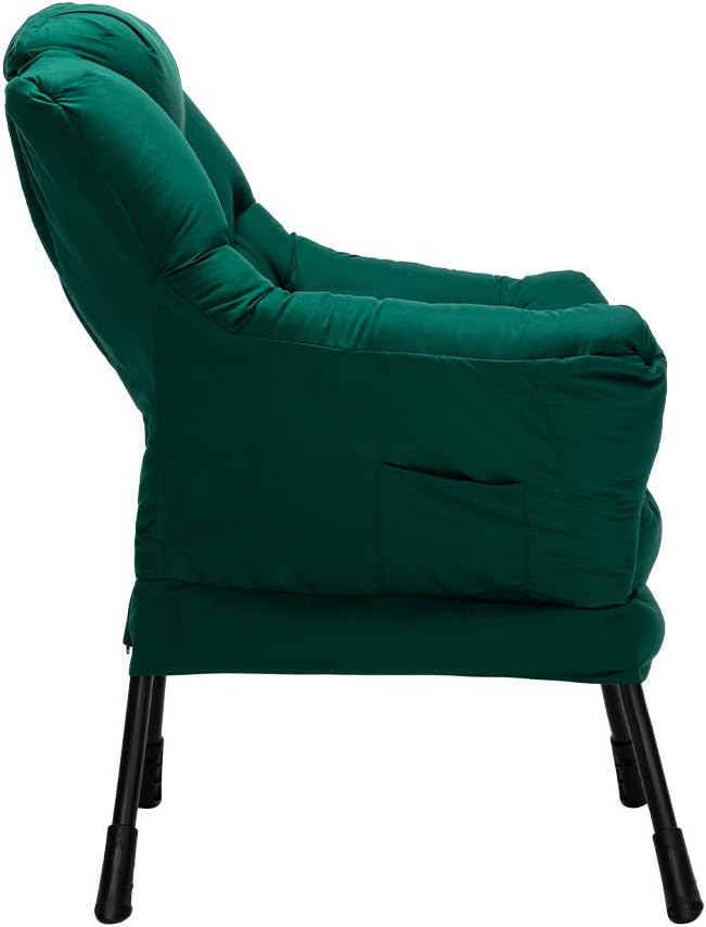 HollyHOME Modern Fabric Large Lazy Chair Accent Oversized Comfy Reading Chair Thick Padded Cozy Lounge Chair with Armrest Steel Frame Leisure Sofa Chair for Living Room Bedroom Dorm Green