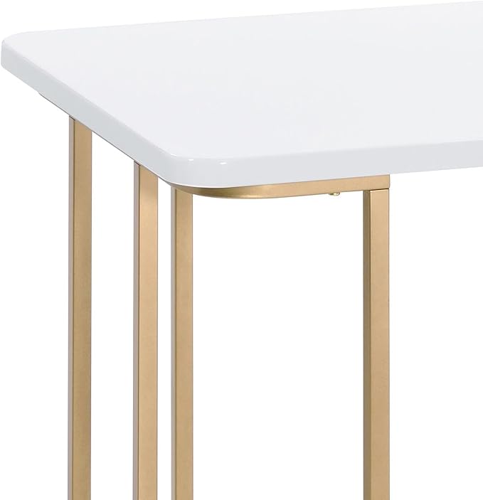 Home Office Desk White and Gold Writing Desk for Study Office Small Apartment