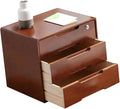 Desktop File Cabinet - Desktop Storage Box with Drawers Wood Makeup Storage Drawers Cabinet Desktop Storage Box with Lockable Drawers Laptop Stand Wooden Storage Shelf (3 Drawer)