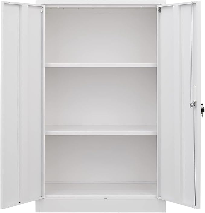 Ball &amp Cast 41.97 Metal Storage Cabinet with Locking Doors and Adjustable ShelfFolding Filing Cabinets w/Solid Steel Tube Locking Shaftfor Home OfficeSchoolGarageWhite