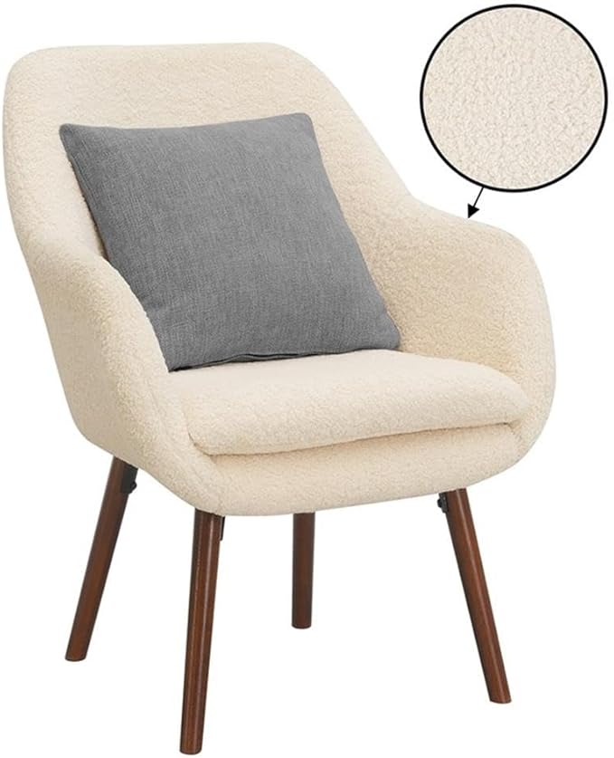 Convenience Concepts Take a Seat Charlotte Wingback Sherpa Accent Armchair 25.25 - Boho Transitional Boucle Lounge Chair for Office Den Living Room Sherpa Cream/Coffee Bean