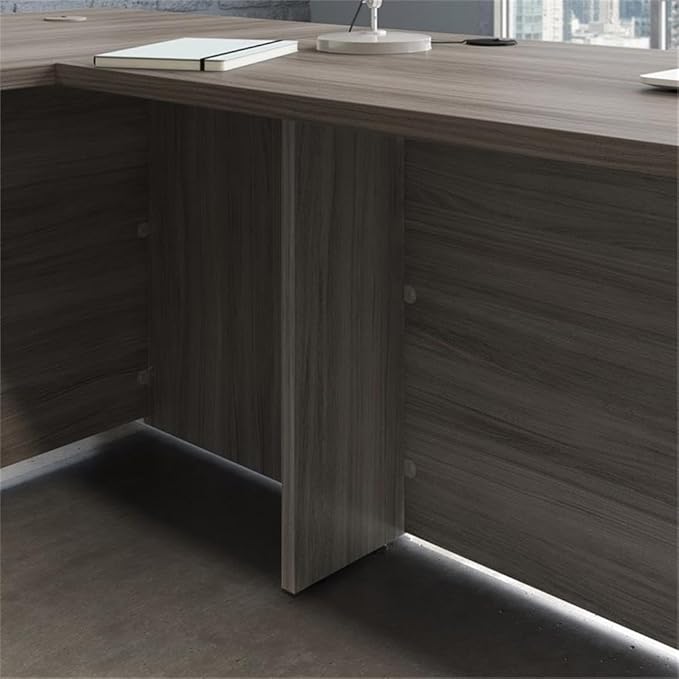 Pemberly Row Engineered Wood Computer Desk Elm/Brown Finish 60 x 24 Durable 1 Thick Top Scratch Resistant Surface Cord Management Grommets Adjustable Levelers Professional Office Desk