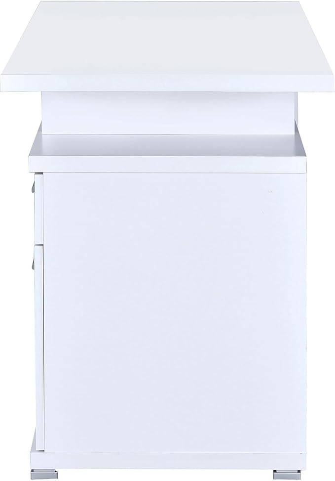 White 2-Drawer Reversible Office Desk