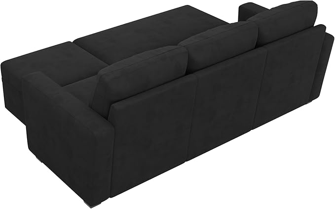 HONBAY Modular Sectional Sleeper Sofa with Pull Out Bed L Shaped Couch with Storage Seat Modular Sectional Couches for Living Room - Black