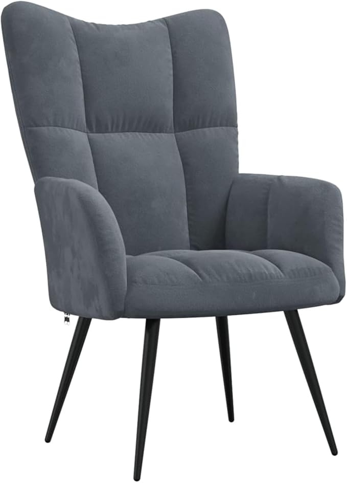 Recliner Chair with Stool Dark Grey Velvet Armchair Living Room Recliner Chair Backrest Adjustable TV Chair TV Chair - 328085