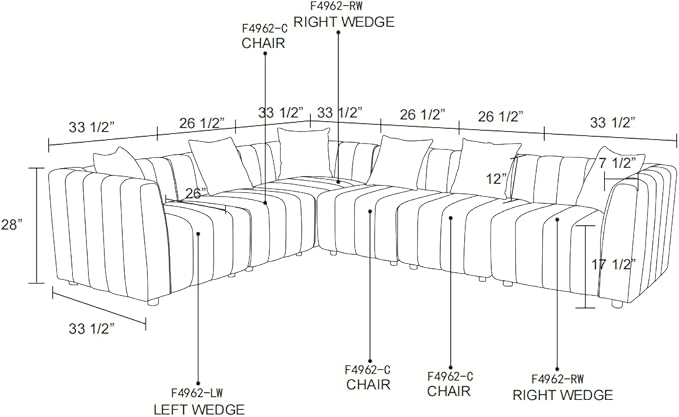 Rockport Modular Sofa Set 4962-3White