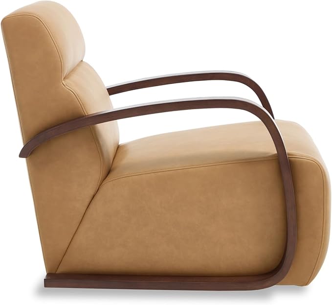 Swivel Accent Living Room Chairs Set of 2 Upholstered Single Sofa Chair Faux Leather Armchair with Solid Metal Base Comfy Reading Side Chair for Bedroom Home Office Corner Brown PU