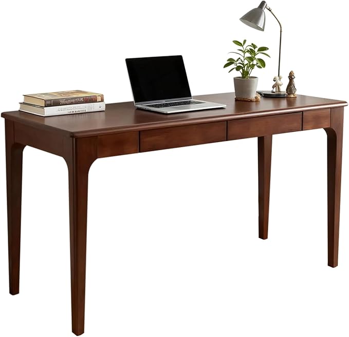 Solid Wood Desk with Drawers Home Office Desk for Small Spaces Wooden Computer Table Gaming Work or Study Desk Student PC Desk for Bedroom Easy to Assemble ﻿