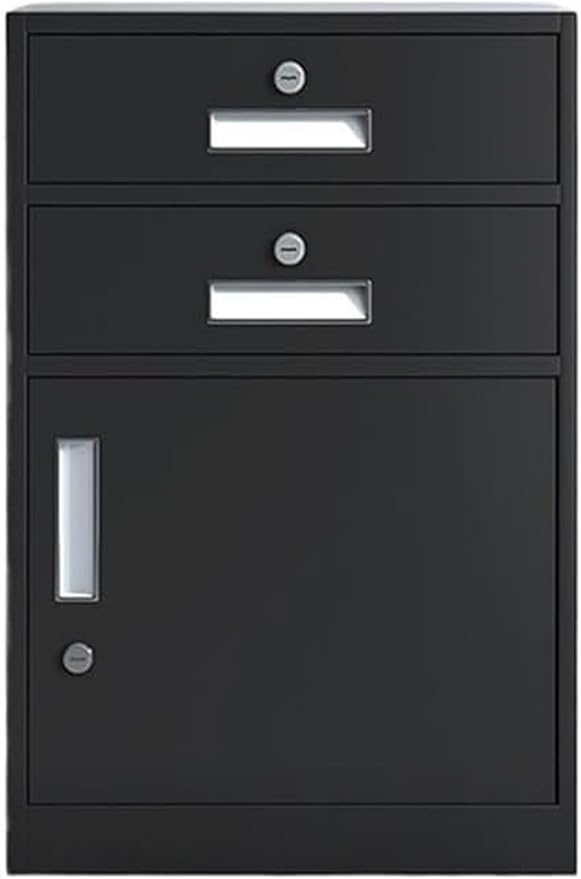 3-Drawer Filing Cabinet 1.4mm with Lock Suitable for Office and Balcony Storage(Black)