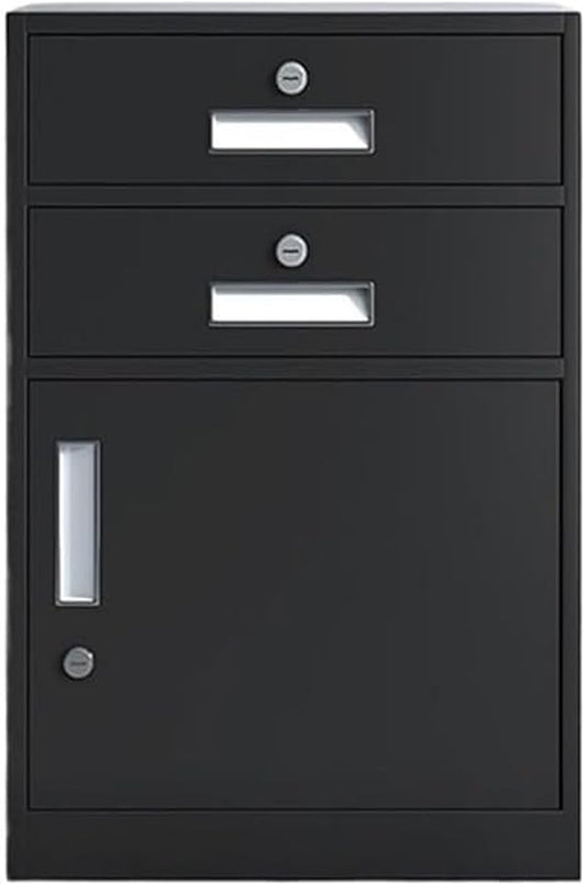 3-Drawer Filing Cabinet 1.4mm with Lock Suitable for Office and Balcony Storage(Black)