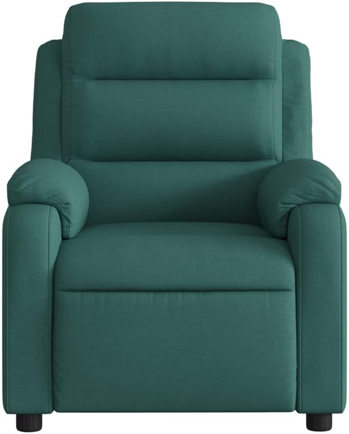 vidaXL Dark Green Fabric Massage Recliner Chair - Manual Reclining Armchair with Vibration Massage Cozy Padded Seating Side Pocket