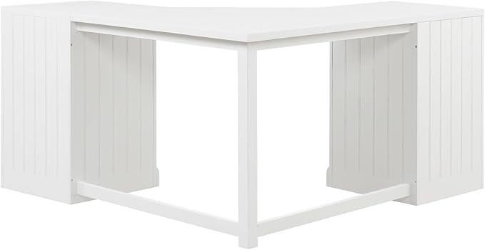 Modern L Shaped Executive Desk with 2 Storage Cabinets and 3 Drawers Corner Office Writing Desk Computer Desks with Depth Workstation for Home Office Living Room