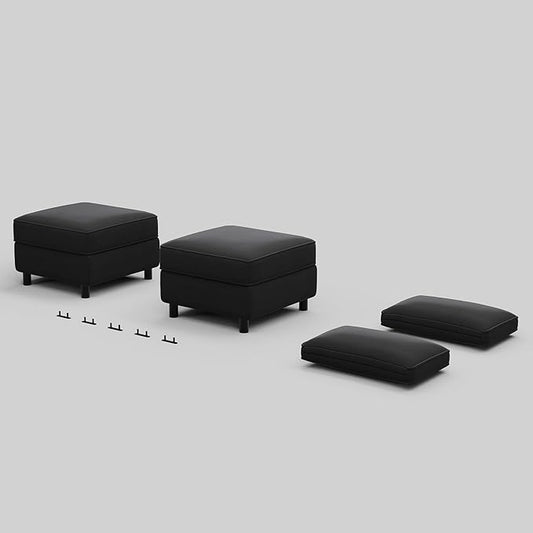 Belffin Modular Sofa Storage Ottoman with Pillow (Set of 2) Velvet Black