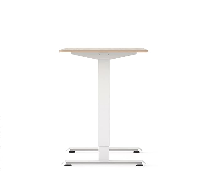 HOMES: Inside + Out Elmfort Modern Adjustable Height Metal 47 in. Standing Desk for Home Office Natural Brown and White