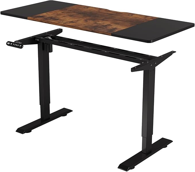 bilbil Height Adjustable Electric Standing Desk 55 x 24 Inches Sit Stand up for Work Office Home Ergonomic Rising Computer Table with Memory Preset with Splice Desktop (Rustic Brown Black)