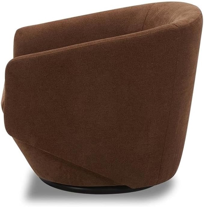 Pemberly Row Modern Upholstered Accent Swivel Chair Rust Finish 31.5 W x 31.5 D x 28 H 100% Woven Polyester Fabric Fully Padded Frame 360-Degree Swivel Cozy Living Room or Bedroom Seating