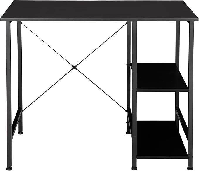 Home Office Desk Study Writing Computer Desk with 2 Storage Shelves Small Industrial Modern Simple Style Laptop Table for Home Office Study Bedroom Gaming (36 Inch Black)