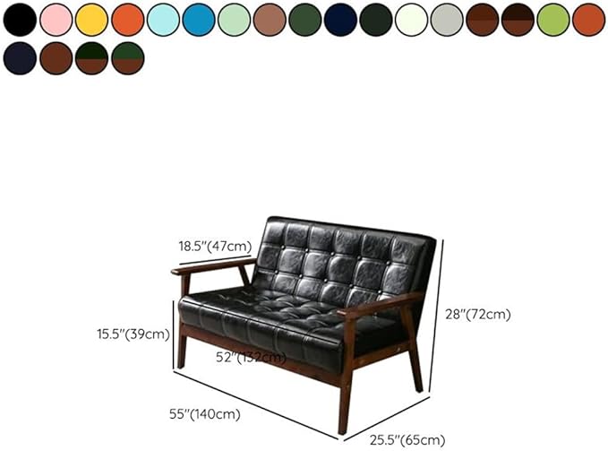 NIUYAO Sofa Couch with Comfy Armrest Upholstered Tufted Back Small Loveseat Sofa Modern Classic Faux Leather Couch for Living Room Bedroom Apartment Office -Camel 55 L x 26 W x 28 H