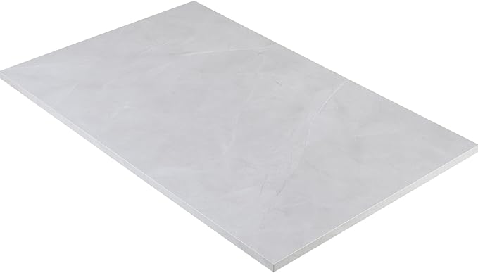 Kaboon Universal Tabletop 36x20 Solid One-Piece Melamine Table Top Double L-Desk Floating Desk DIY Home and Office Countertop White Rock