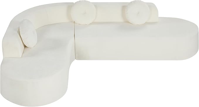 122'' Sectional SofaExtra Large Sofa with Soft Fabric Upholstery Elegant Curved Design with Three Round Cushions High-Resilience Foam for Ultimate ComfortBeige