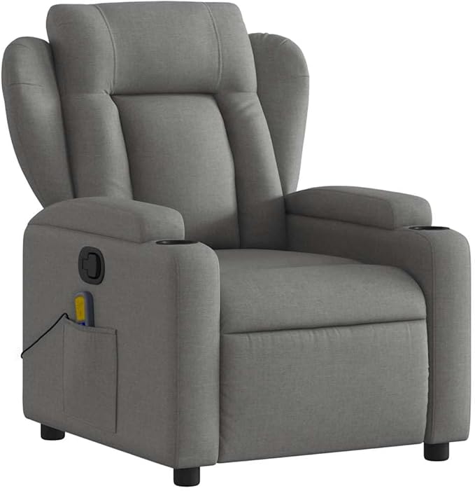 vidaXL Modern Dark Grey Massage Recliner Chair with USB Function and Adjustable Features Perfect for Living Room Office Relaxation Chairs Reclining Armchair TV Sofa
