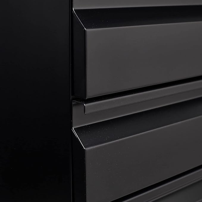 3 Drawer Mobile File Cabinet with Lock Under Desk Small Storage Organizer Filing Cabinets for Home Office Locking Drawers for Legal/Letter/A4 FilesBlack