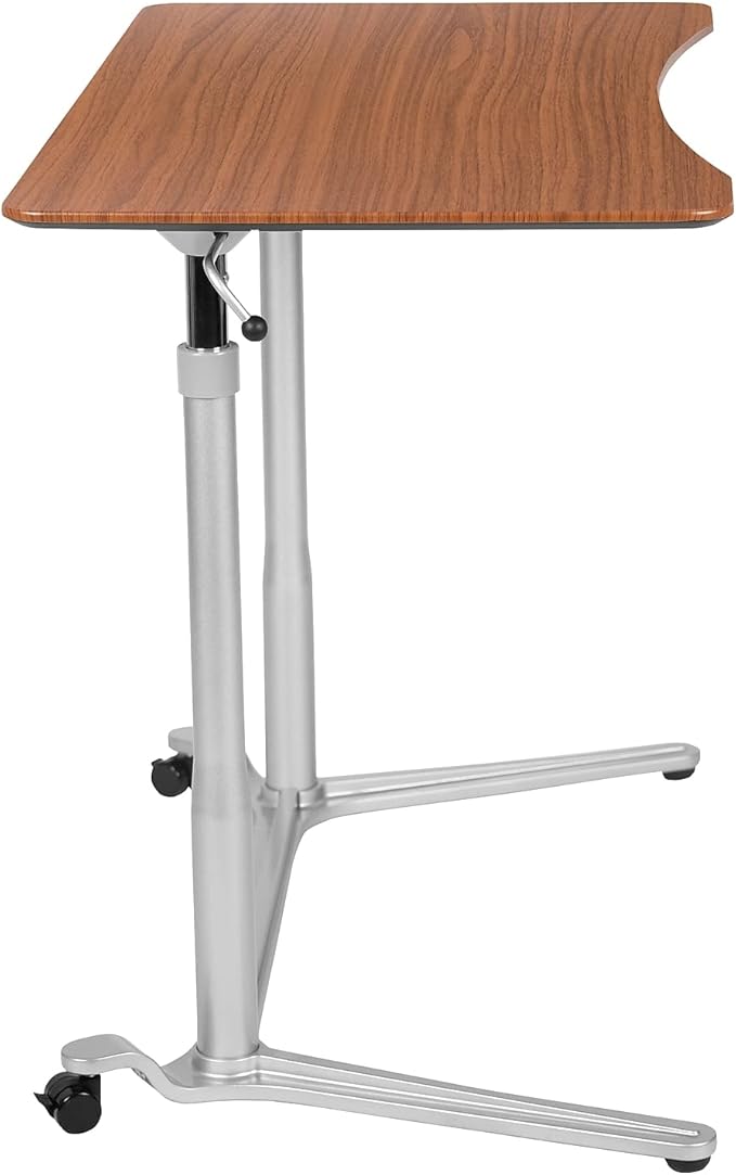Flash Furniture Merritt Sit-Down Stand-Up Cherry Computer Ergonomic Desk with 37.375W Top (Adjustable Range 29 - 40.75)