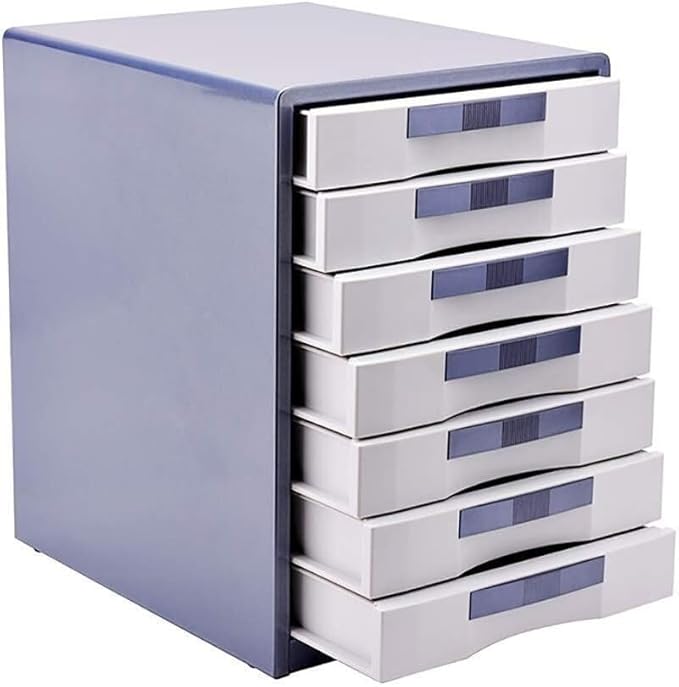 File Cabinet Data Storage File Box Folder Office Drawer Desktop Supplies Bookcase (Blue One Size)
